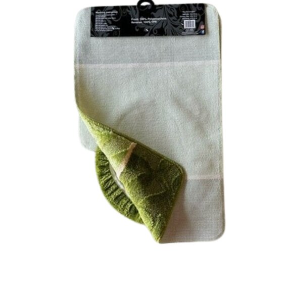 Madison 3 Piece Bathroom Rug Set, Bathroom Rug, Contour Rug & Lid Cover  Green - Picture 3 of 6